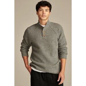 Lucky Brand Sweater Mens Size Large Heathered Gray Ribbed Knit Mock Neck New